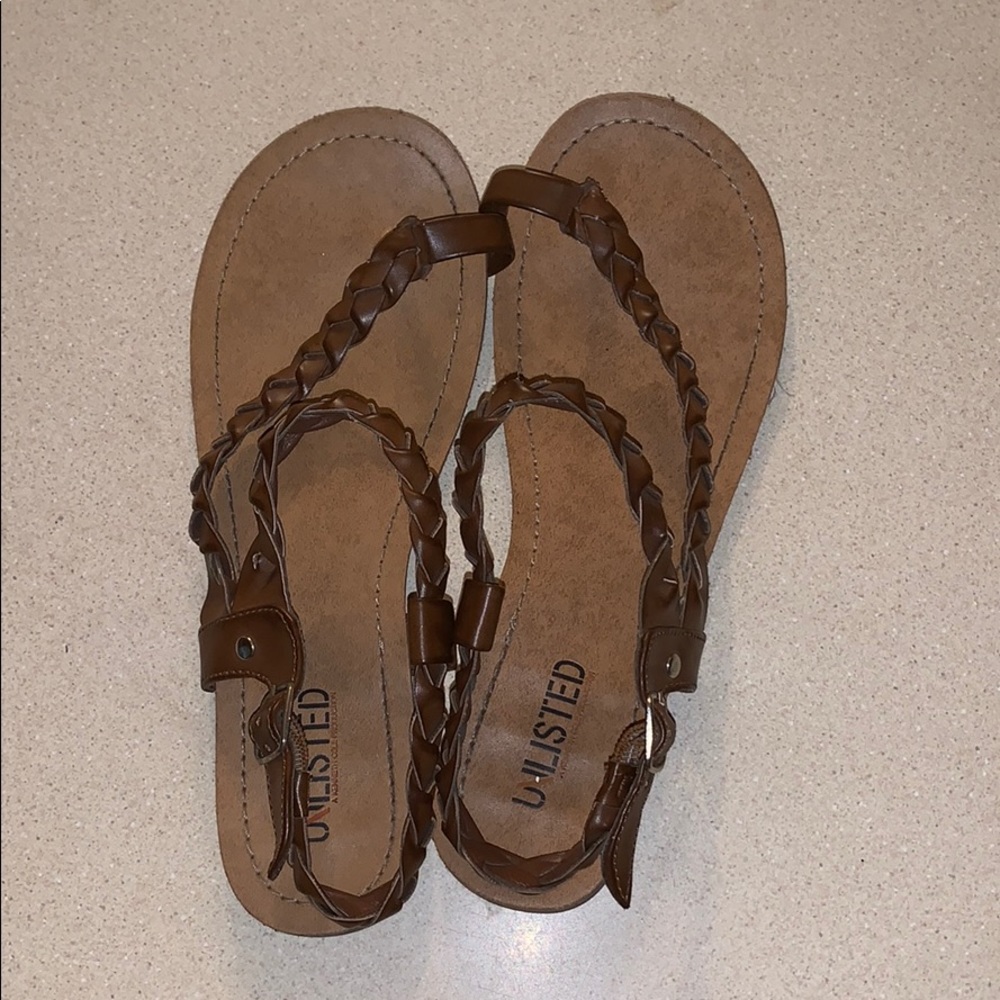 UNLISTED Brown Braided Toe Sandals